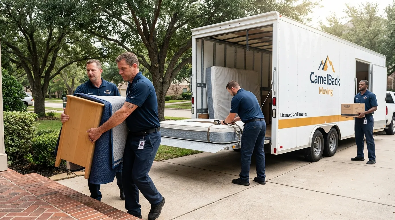 Crew loading residential truck for cross-state move from Granger, IN